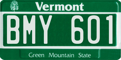 VT license plate BMY601