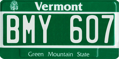 VT license plate BMY607