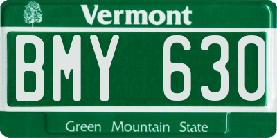 VT license plate BMY630