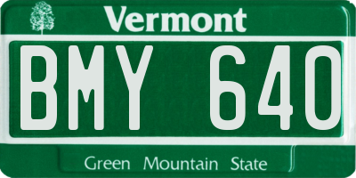 VT license plate BMY640
