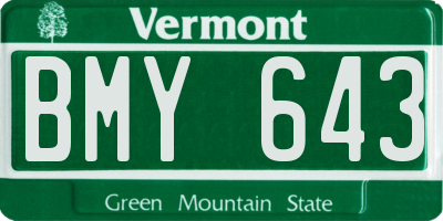 VT license plate BMY643