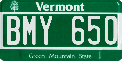 VT license plate BMY650