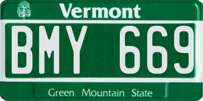 VT license plate BMY669