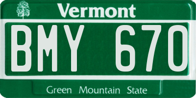 VT license plate BMY670