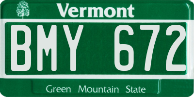 VT license plate BMY672