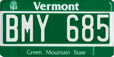 VT license plate BMY685