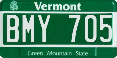 VT license plate BMY705