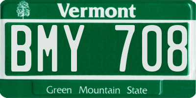 VT license plate BMY708