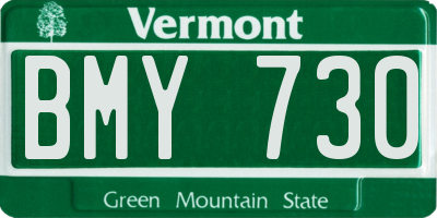 VT license plate BMY730