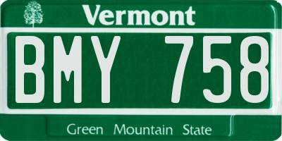 VT license plate BMY758