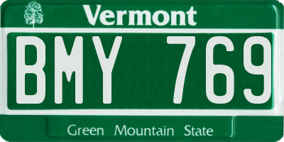 VT license plate BMY769