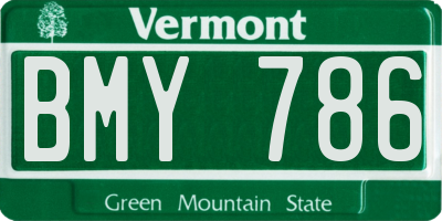 VT license plate BMY786