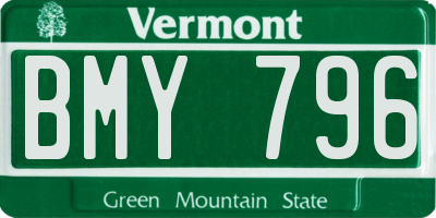 VT license plate BMY796