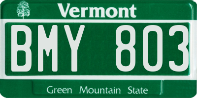 VT license plate BMY803