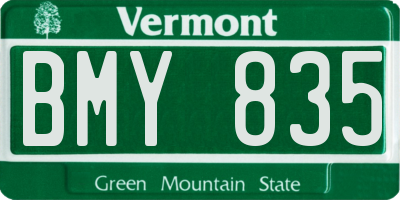 VT license plate BMY835