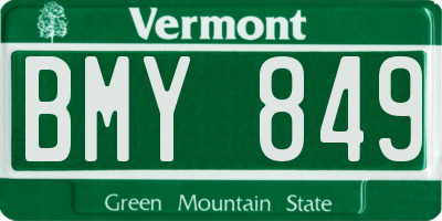 VT license plate BMY849