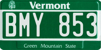 VT license plate BMY853