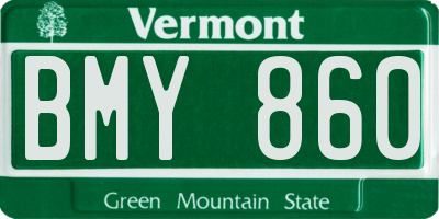VT license plate BMY860