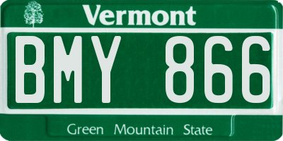 VT license plate BMY866