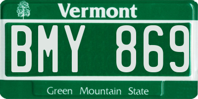 VT license plate BMY869