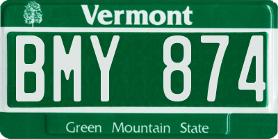 VT license plate BMY874