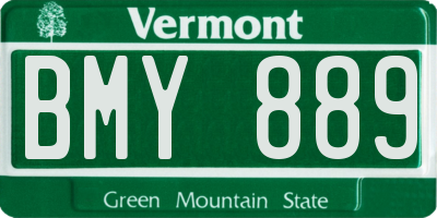 VT license plate BMY889