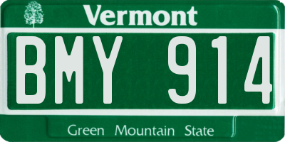 VT license plate BMY914