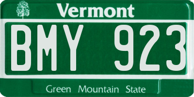 VT license plate BMY923