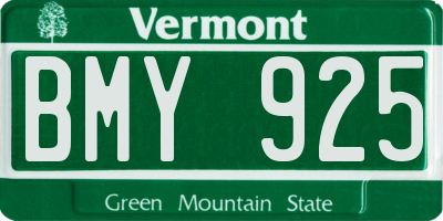 VT license plate BMY925