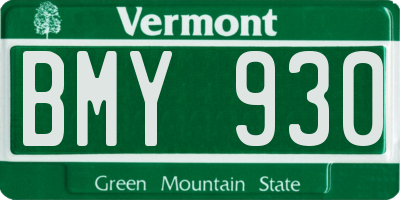 VT license plate BMY930