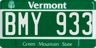 VT license plate BMY933