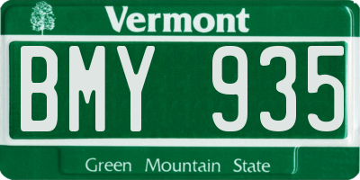 VT license plate BMY935