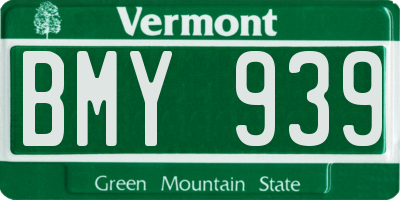 VT license plate BMY939