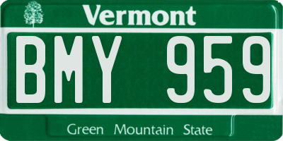 VT license plate BMY959