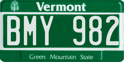 VT license plate BMY982
