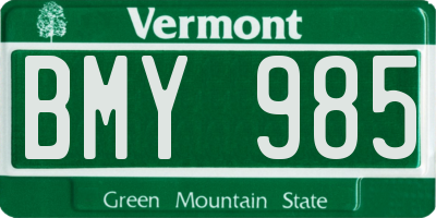 VT license plate BMY985