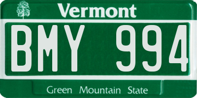 VT license plate BMY994