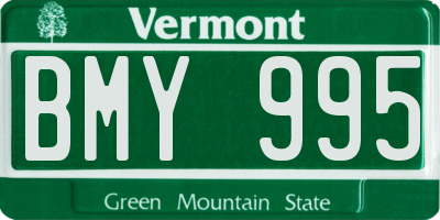 VT license plate BMY995