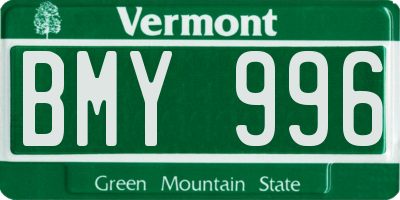 VT license plate BMY996