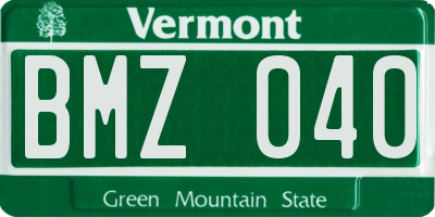 VT license plate BMZ040