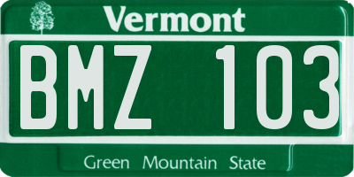 VT license plate BMZ103