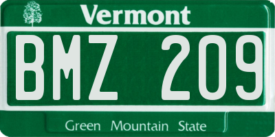 VT license plate BMZ209