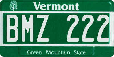 VT license plate BMZ222