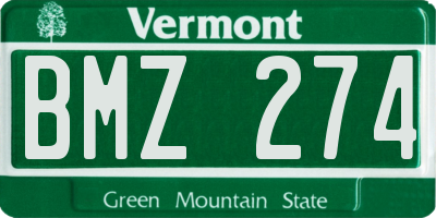VT license plate BMZ274