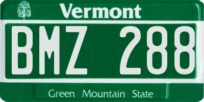 VT license plate BMZ288