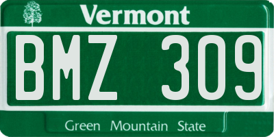 VT license plate BMZ309