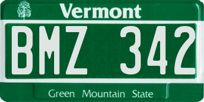 VT license plate BMZ342