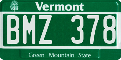 VT license plate BMZ378