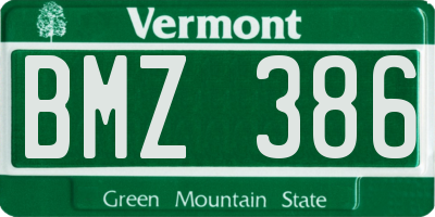 VT license plate BMZ386