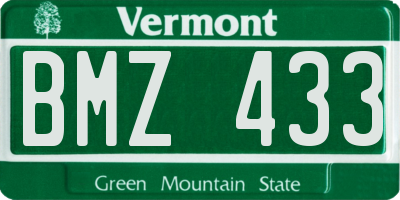 VT license plate BMZ433